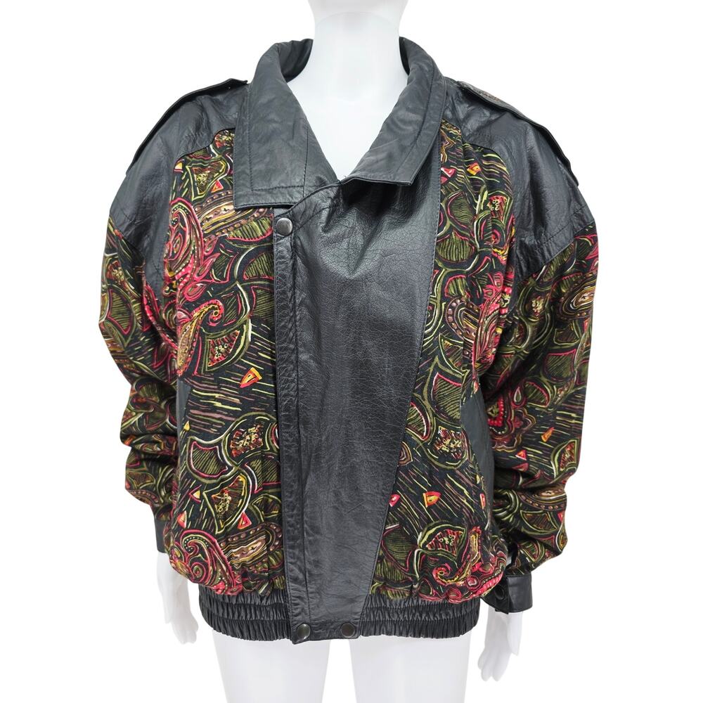 Vintage Men's Paisley Leather Combo Voat Black L